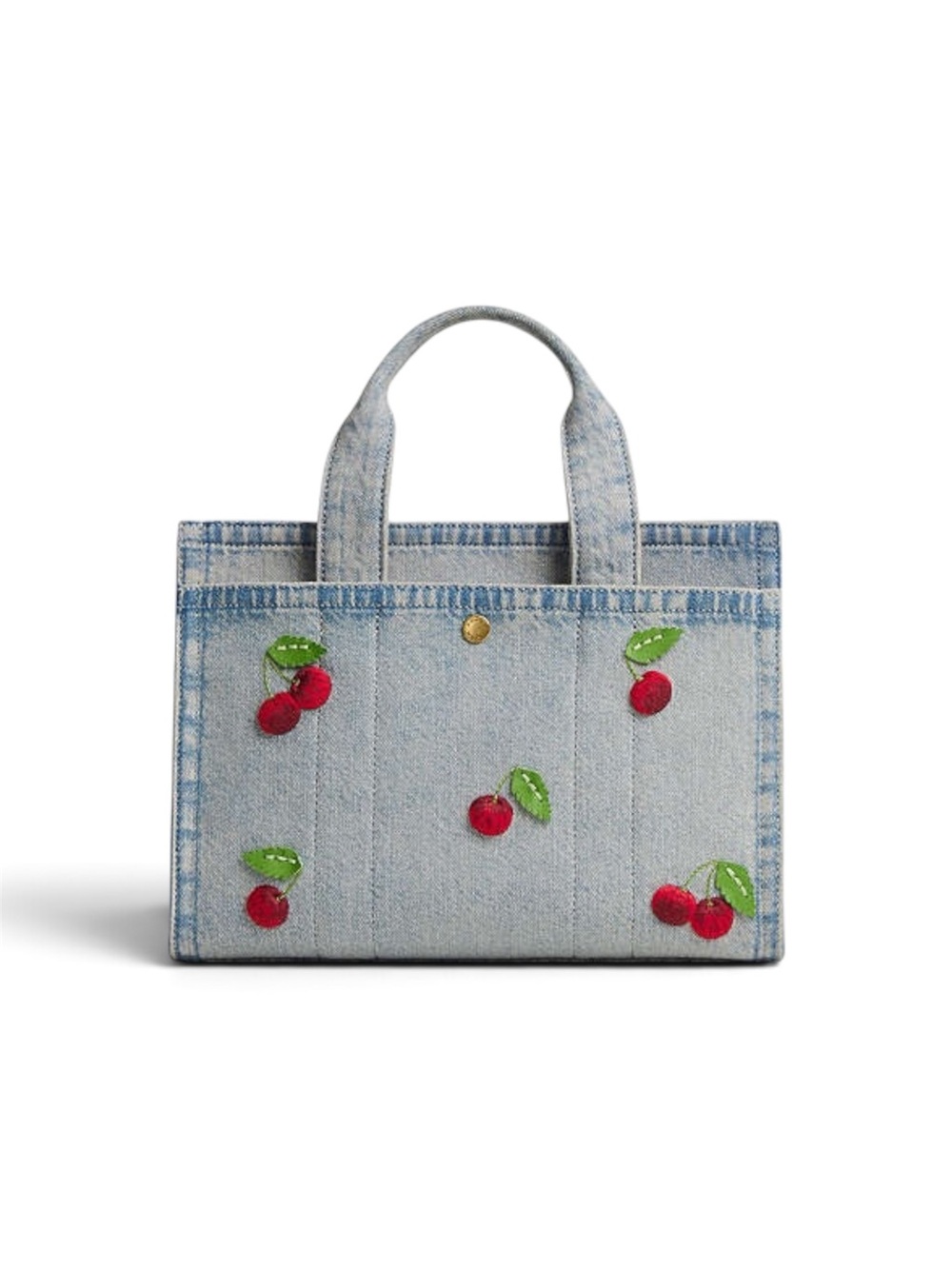 Coach Cargo Tote Bag 26 in Cherry Embroidery | Brass/Denim | Crossbody - Picture 2 of 11